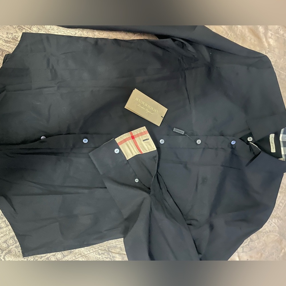 Burberry Men's Black Cotton Shirt Sz L - Picture 6 of 9